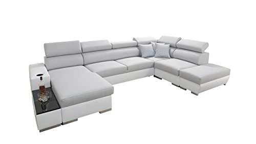 Ecksofa mit Schlaffunktion Picanto 358 cm x 227 cm - Wohnlandschaft U-Form - Schlafsofa mit Bettkasten - XXL Sofa - Groß - Gewebe mit Kunstleder - Big Sofa - Modern - Linke Seite - 26 von Solide