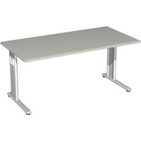 Geramöbel Büro-Schreibtisch Lissabon, C-Fuß-Gestell, BxT 1.600 x 800 mm, lichtgrau von Geramöbel