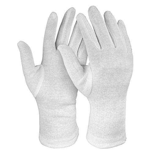 Solidstar 12 Paar Baumwollhandschuhe Strickhandschuhe weiße Handschuhe, Größe 6 (XS) bis 13 (4XL) (9/L) von Solidstar