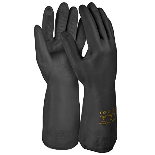 HandschuhMan. 1 Paar Schwarze Gummihandschuhe Neopren, lebensmittelgeeignet, Chemikalienbeständig (8/M) von Solidstar