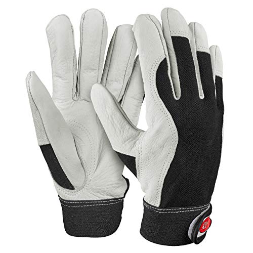 Solidstar HandschuhMan. Hochwertige Arbeitshandschuhe weiche Lederhandschuhe mit Klettverschluß Gr. 6-11 (Größe 10/XL), Schwarz Grau von Solidstar