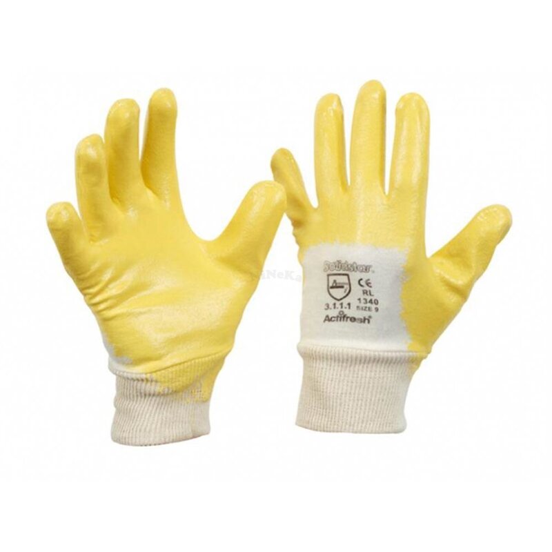 SOLIDSTAR® Nitril-Handschuhe mit Strickbund - PSA CAT II - weiß/gelb - Größe 10 von Richard Leipold GmbH