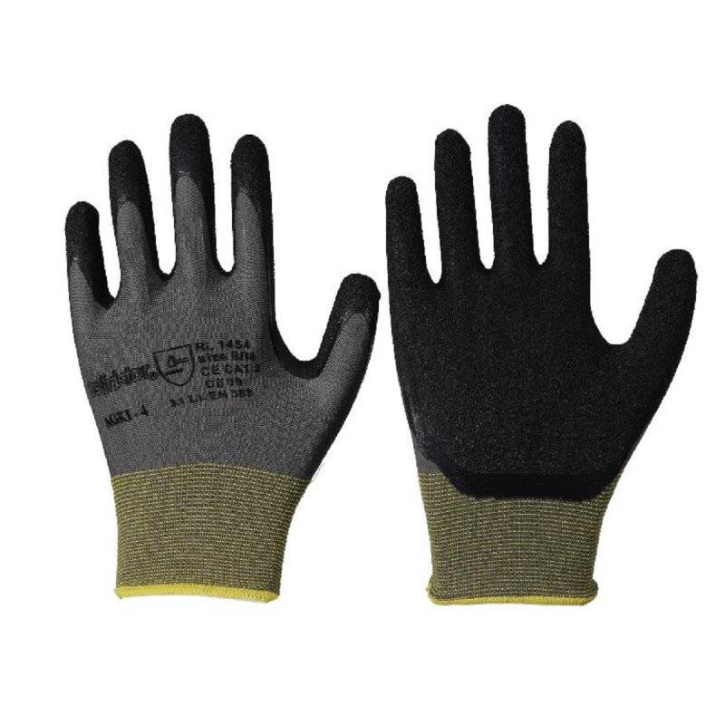 SOLIDSTAR® Nylon-Feinstrick-Handschuhe mit Latex-Beschichtung grau/schwarz Größe 7 von Richard Leipold GmbH