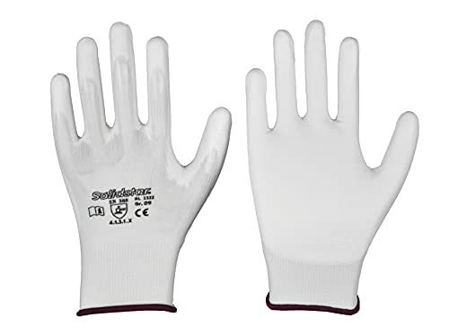 Solidstar Polyester-Feinstrick-Handschuh mit PU-Beschichtung weiß CE CAT 2 (1, 8) von Solidstar
