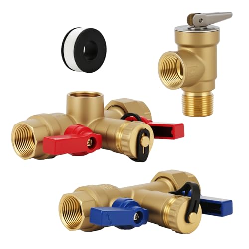 Solimeta 3/4 Zoll IPS Isolator Tankless Warmwasserbereiter Service Ventil Kit mit Druckentlastungsventil, bleifreies Messing Solimeta 3/4 Zoll IPS Isolator Tankless Warmwasserbereiter Service Ventil Kit mit Druckentlastungsventil, bleifreies Messing von Solimeta