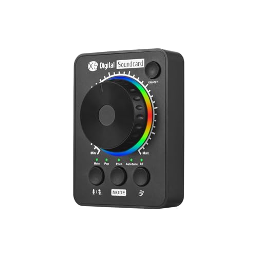 Solinder Soundkarte Externe Soundkarte Livestream-Soundkarte für PC Telefon Laptops Professionelle Desktop-Live-Streaming-Soundkarte Unterstützt BT Musikeingabe USB Multimedia Sound Button zulassen von Solinder