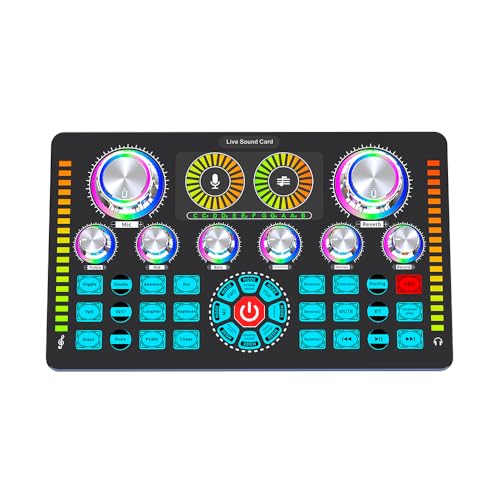 Solinder Soundkarte Mixer Live Soundkarte Soundmixer Aufnahme Desktop Gesang DC 5V Typ-C 3 Geschwindigkeit Rauschunterdrückung BT 48V Phantomspeisung OTG Digital Transmission Game Rock für Streaming von Solinder