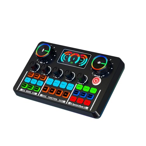 Solinder Soundkarten-Mixer Live Soundkarte Audioaufnahme Desktop Gesang Soundkarten Mixer BT Wireless-Begleitung Plug & Play Audiowechsler Eingebauter wiederaufladbarer Akku Podcast für Streaming von Solinder