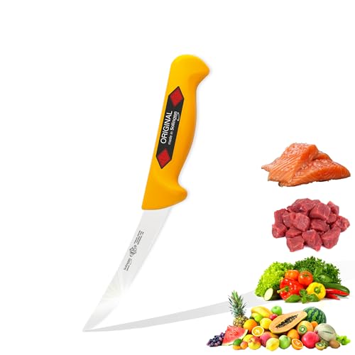 EIKASO Solingen Germany Ausbeinmesser gebogen 13cm Fleischermesser Metzgermesser Schlachtermesser für Hobby- und Profimetzger Fleisch Fisch Gemüse von EIKASO