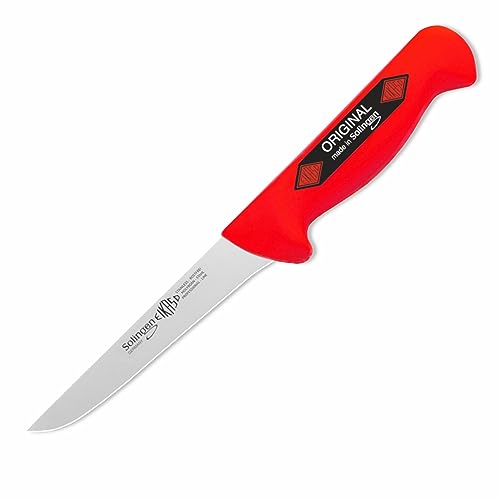 Solingen Eikaso Schlachtermesser, Metzgermesser Butcher Knife Ausbeinmesser (gerade 13 cm), Rot von EIKASO