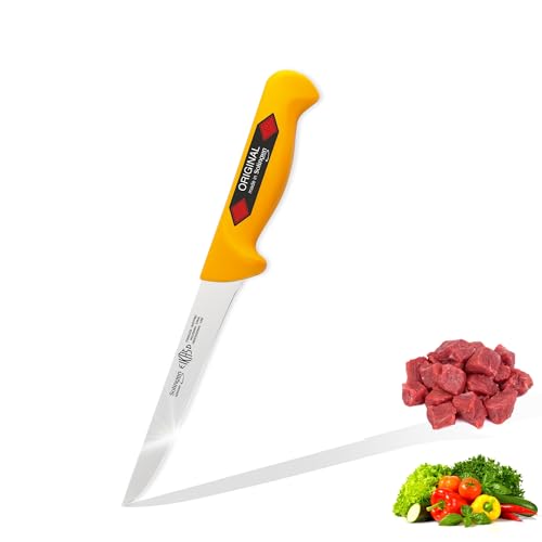 Solingen Eikaso Schlachtermesser, Metzgermesser Butcher Knife Ausbeinmesser (gerade 13 cm), Gelb von EIKASO