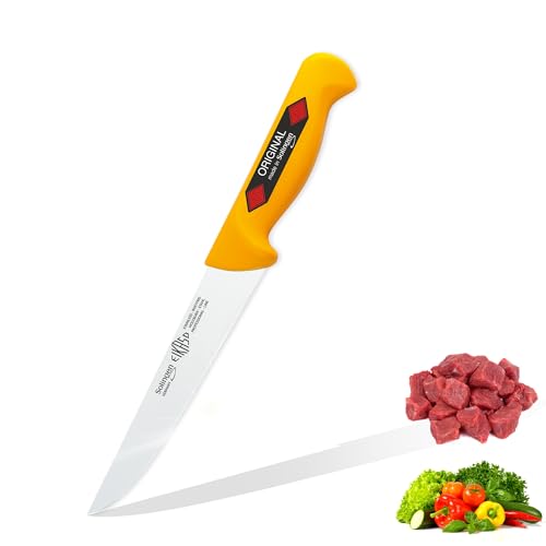 EIKASO Solingen Profi Messer (Stechmesser 16 cm gelb), geeignet als Metzgermesser, Fleischermesser, Schlachtermesser, Ausbeinmesser & Kochmesser von EIKASO