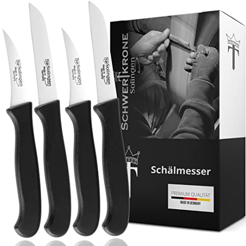Schwertkrone 4er-Set Gemüsemesser, Allzweckmesser, spülmaschinengeeignet, gerade und gebogen, rostfrei, Qualität made in Germany von Schwertkrone