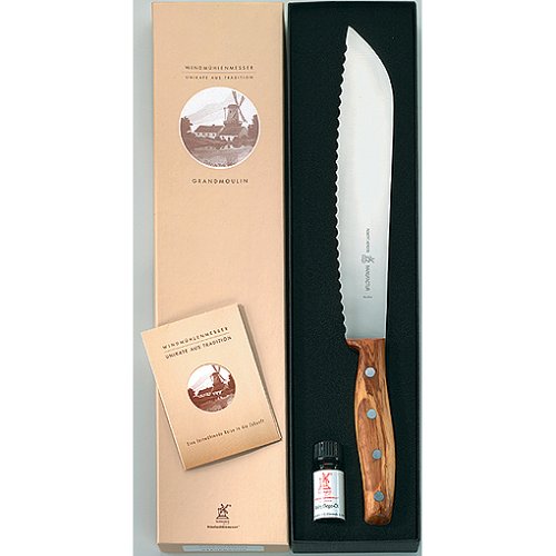 Herder Geschenkset Windmühlen Brotmesser Grandmoulin - Olivenholz - 24 cm von Solingen