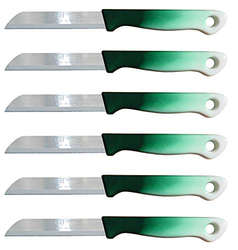 Solingen 6 Stück Bunte Set Messer Brötchenmesser Obstmesser Tomaten-Schälmesser (Grün-Weiß) von Solingen