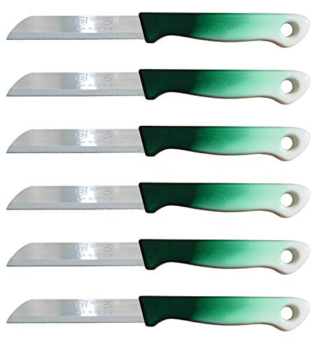 Solingen 6x Obstmesser mit Wellenschliff (grün), geeignet als Obstmesser, Schälmesser, Gemüsemesser & Frühstücksmesser von Solingen