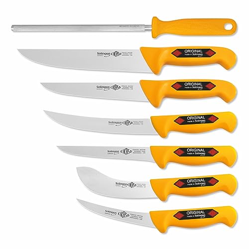 EIKASO Solingen Germany 7-Teiliges Profi Messer Set 4202G, geeignet als Metzgermesser, Fleischermesser, Schlachtermesser, Ausbeinmesser & Kochmesser von EIKASO