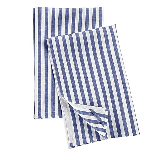 Solino Home Küchentücher aus Leinen, 43,2 x 66 cm, 100% reines Leinen, gestreift, maschinenwaschbar und handgefertigt aus europäischem Flachs, 2 Stück von Solino Home