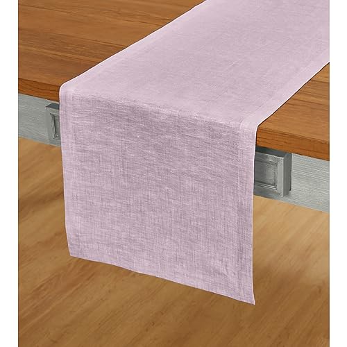 Solino Home Leinen Tischläufer 35,6 x 122,9 cm - Chambray Lavendel Tischläufer für drinnen und draußen - handgefertigt aus 100% reinem europäischem Flachs Leinen und maschinenwaschbar - Athena von Solino Home