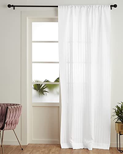 Solino Home Leinenvorhang – 132 x 160 cm Leon Weiß – Stangentaschen-Fensterpaneel – Leinen X Baumwolle Vorhang für Wohnzimmer, drinnen, draußen – Zoe von Solino Home