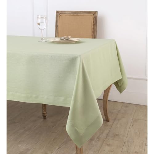 Solino Home Salbeigrüne Leinen-Tischdecke, 137 x 183 cm, 100 % reines europäisches Flachs, rechteckig, maschinenwaschbar, Tischdecke für drinnen und draußen von Solino Home