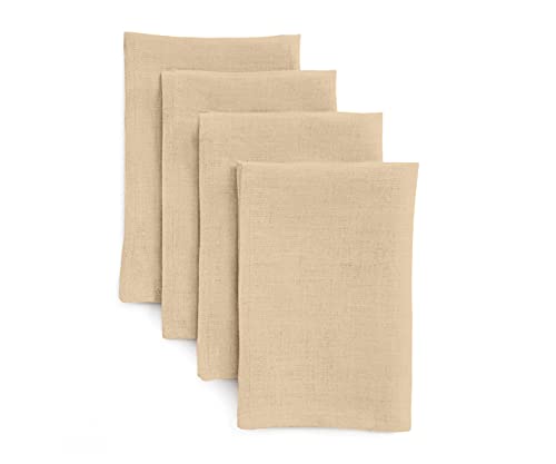 Solino Home Servietten, 100 % reines Leinen, 50,8 x 50,8 cm, Beige, Set mit 4 Leinenservietten, Athena – europäischer Flachs, weich und handgefertigt mit gehrten Ecken von Solino Home