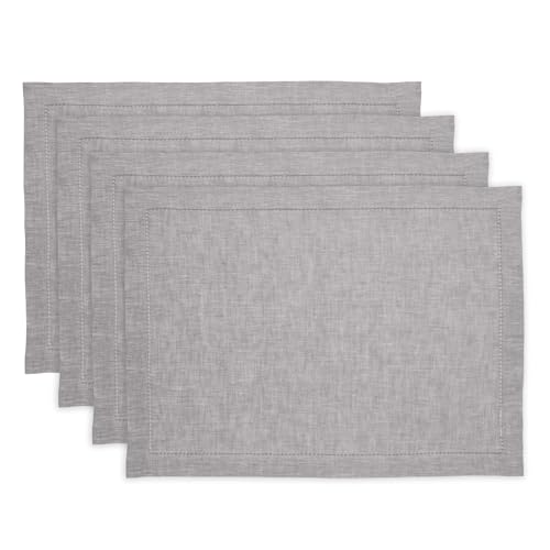Solino Home Tischsets aus Leinen, Austerngrau, 4er-Set, 100 % reines Leinen, Tischsets 35.6x48.2 cm, Mailand Hohlsaum, Platzsets für Frühling, Ostern, Party, handgefertigt aus europäischem Flachs Solino Home Tischsets aus Leinen, Austerngrau, 4er-Set, 100 % reines Leinen, Tischsets 35.6x48.2 cm, Mailand Hohlsaum, Platzsets für Frühling, Ostern, Party, handgefertigt aus europäischem Flachs von Solino Home