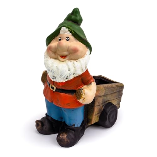 Solis Decor Gartenzwerg mit Schubkarre 24,5 cm, Deko Garten, Figur Zwerg von Solis Decor