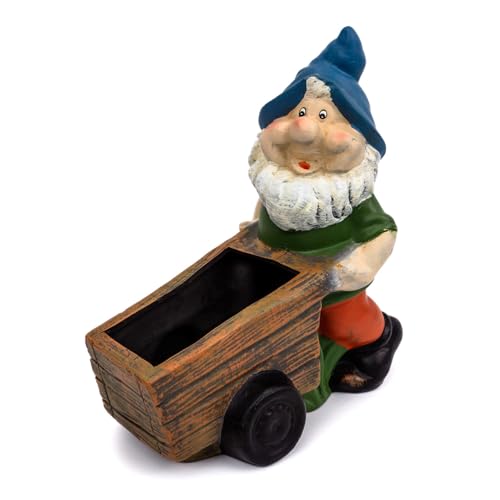 Solis Decor Gartenzwerg mit Schubkarre 25 cm, Deko Garten Figur Zwerg von Solis Decor