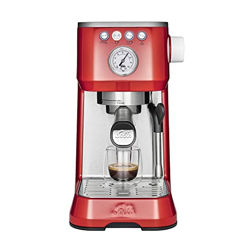 Solis Espressomaschine Barista Perfetta Plus 1170 - Siebträgermaschine - Manometer - Dampf-/Heißwasserdüse - Temperaturregler - 54 mm Siebträger - Doppelauslauf - Rot von Solis