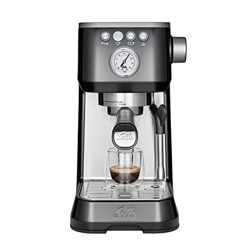 Solis Espressomaschine Barista Perfetta Plus 1170 - Siebträgermaschine - Manometer - Dampf-/Heißwasserdüse - Temperaturregler - 54 mm Siebträger - Doppelauslauf - Schwarz von Solis