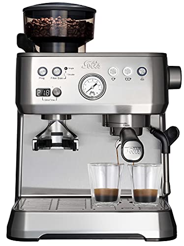 Solis Grind & Infuse Perfetta 1019 Siebträgermaschine - Kaffeemaschine mit Mahlwerk - Integrierte Zero Static Kaffeemühle - Espressomaschine mit Dampf- und Heißwasserfunktion - Edelstahl von Solis