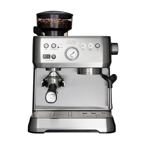 Solis Grind & Infuse Perfetta 1019 Siebträgermaschine - Kaffeemaschine mit Mahlwerk - Integrierte Zero Static Kaffeemühle - Espressomaschine mit Dampf- und Heißwasserfunktion - Edelstahl von Solis