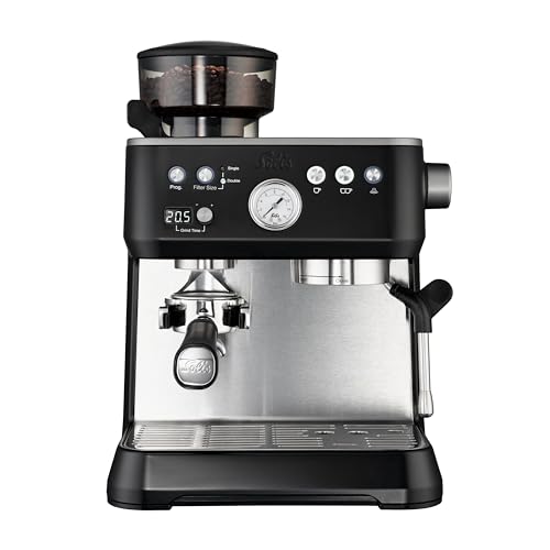 Solis Grind & Infuse Perfetta 1019 Siebträgermaschine - Kaffeemaschine mit Mahlwerk - Integrierte Zero Static Kaffeemühle - Espressomaschine mit Dampf- und Heißwasserfunktion - Schwarz von Solis
