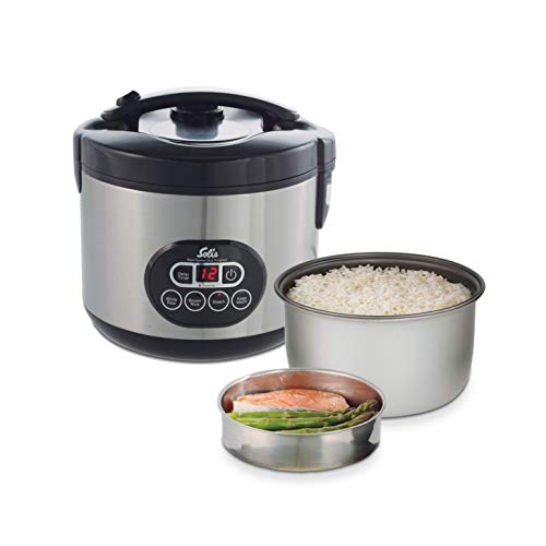 Solis Reiskocher Rice Cooker Duo Program - Reiskocher und Dampfgarer für 6 Tassen Reis - auch für Sushi Reis - Timer - Warmhaltefunktion - Inkl. Messbecher + Schöpflöffel - 1,2 L von Solis