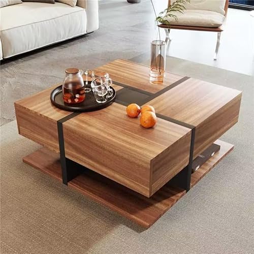 Solisburne Couchtisch mit Stauraum, Beistelltisch mit 4 Schubladen und untere Ablagefläche Wohnzimmer Tisch Sofa Tisch Kaffeetisch, Holzoptik 78 x 78 x 36 Solisburne Couchtisch mit Stauraum, Beistelltisch mit 4 Schubladen und untere Ablagefläche Wohnzimmer Tisch Sofa Tisch Kaffeetisch, Holzoptik 78 x 78 x 36 von Solisburne