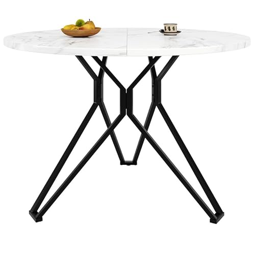 Solisburne Esstisch Rund 100cm, Küchentisch mit Verstellbaren Goldfarbenen Metallbeinen Couchtisch für Wohnzimmer Küche Balkon Esszimmer, 4-6 Personen, 100x100x75 cm, Weiß Marmorform von Solisburne