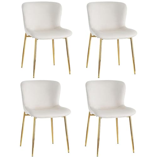Solisburne Esszimmerstuhl im 4er Set, Polsterstuhl mit Samt Sessel mit Metallbeine, Gepolstert Relaxsessel Schalenstuhl für Restaurants, Wohnzimmer und Cafés, Beige Samt Modern von Solisburne