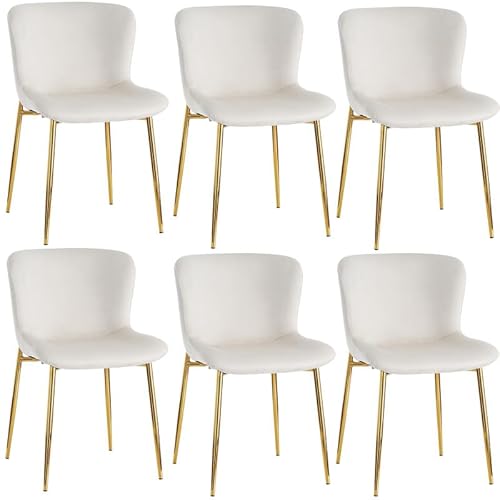 Solisburne Esszimmerstuhl im 6er Set, Polsterstuhl mit Samt Sessel mit Metallbeine, Gepolstert Relaxsessel Schalenstuhl für Restaurants, Wohnzimmer und Cafés, Beige Samt Modern von Solisburne