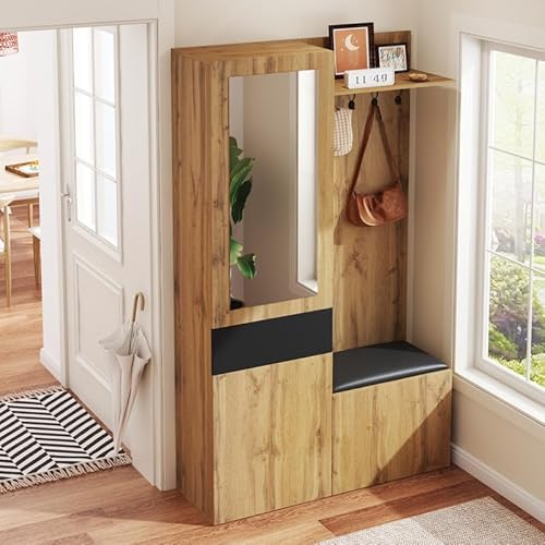 Solisburne Garderobenständer, 6-in-1, 100 x 30 x 180 cm, mit 8 Haken, Schuhbank und Regalen, mit Schubladen und Schränken, Schuhregal mit Kippschutz, Weiß, 100 x 30 x 180 cm Solisburne Garderobenständer, 6-in-1, 100 x 30 x 180 cm, mit 8 Haken, Schuhbank und Regalen, mit Schubladen und Schränken, Schuhregal mit Kippschutz, Weiß, 100 x 30 x 180 cm von Solisburne