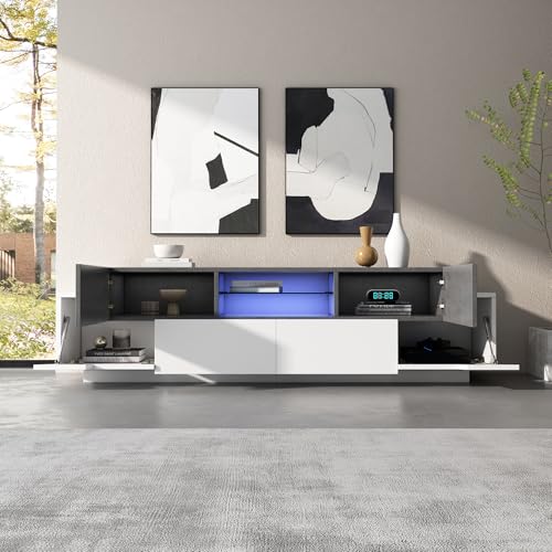 Solisburne TV-Schrank 180 cm, TV-Lowboard mit Türen und Schubladen, TV-Tisch, TV Board, Wohnzimmer Beistellschrank, TV-Ständer, Fernseher Tisch für 60/65/70 Zoll TVs, Weiß und Grau (180 x 40 x 45 cm) Solisburne TV-Schrank 180 cm, TV-Lowboard mit Türen und Schubladen, TV-Tisch, TV Board, Wohnzimmer Beistellschrank, TV-Ständer, Fernseher Tisch für 60/65/70 Zoll TVs, Weiß und Grau (180 x 40 x 45 cm) von Solisburne