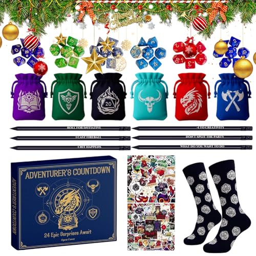 Sollee Adventskalender | 24 Tage Fest Countdown Kalender - Stifte Polyederwürfel Ketten Socken Beutel Für Jugendliche Erwachsene Schulklasse Zuhause Feier von Sollee