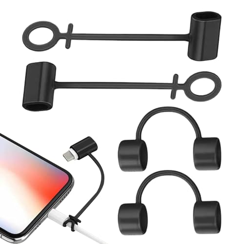 Sollee Ladekabel-Adapter-Halter,4 Stück Ladeadapter Halterung | Anti Verlust Silikon Kabel Konverter Halterung für Haus Auto Rucksack Tasche Schlüsselband von Sollee