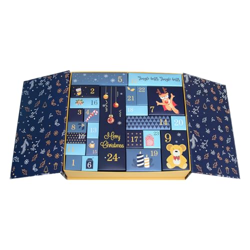 Sollee Weihnachts Countdown Kalender Boxen,Nachfüllbare Weihnachtsboxen für Advent 24 Tage - Wiederverwendbares Festtagszubehör Für Schokolade Party Hochzeit Fenster Kamin Tisch Schreibtisch Familie von Sollee