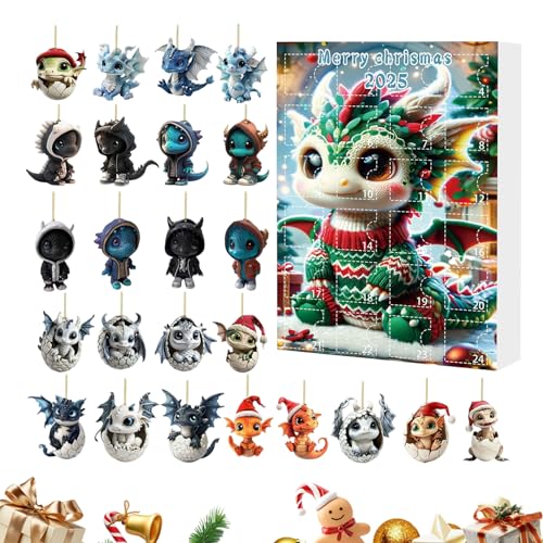 Sollee Weihnachtsadventskalender | Countdown Kalender Mit 24 Anhängern - Flaches 2D Andenken Für Familie Erwachsene Kinder Jugendliche Freunde Schüler von Sollee