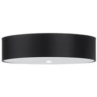 Deckenleuchte Schwarz Ø 50 cm rund flach Stoff Glas von Sollux