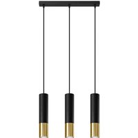 Hängelampe 3-flammig B: 45 cm Schwarz Gold länglich von Sollux