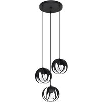 Hängelampe Modern Ø 30 cm Metall 3-flammig E27 Schwarz von Sollux