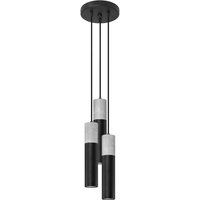 Hängelampe Schwarz Grau Ø 20 cm Metall Beton 3-flammig von Sollux