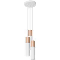 Hängelampe Weiß Natur 3-flammig GU10 Ø 20 cm Metall Holz von Sollux